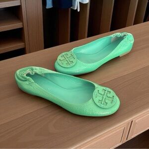 Tory Burch Women's Turquoise Green Patent Leather Ballet Flats Size 6